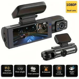 1080P Dual Lens Car Dash Cam with Rear Camera & Night Vision