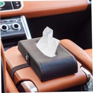 Luxury Car Armrest Tissue Box Organizer with Side Storage Pocket