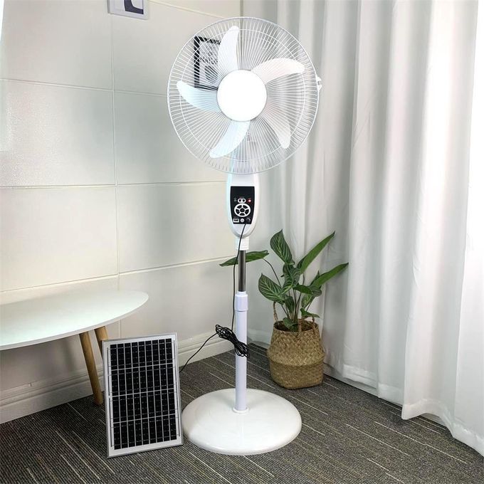 16-Inch Solar Powered Rechargeable Pedestal Fan with Solar Panel