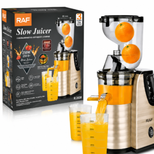 RAF Slow Juicer 250W – Cold Press Juicer with Pure Copper DC Motor, 80mm Wide Feed Chute & Stainless Steel Filter